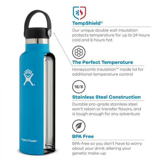 Hydro Flask Standard Mouth Isolierflasche 18 OZ (532ml) / 24 OZ (710ml) stone