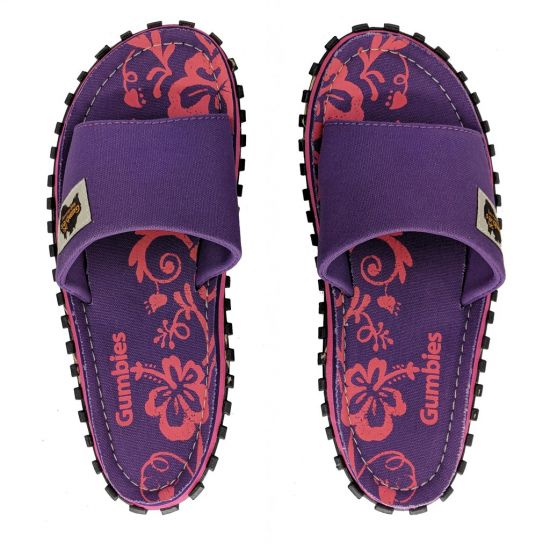 GUMBIES Pantolette "Slide" Purple Hibiscus