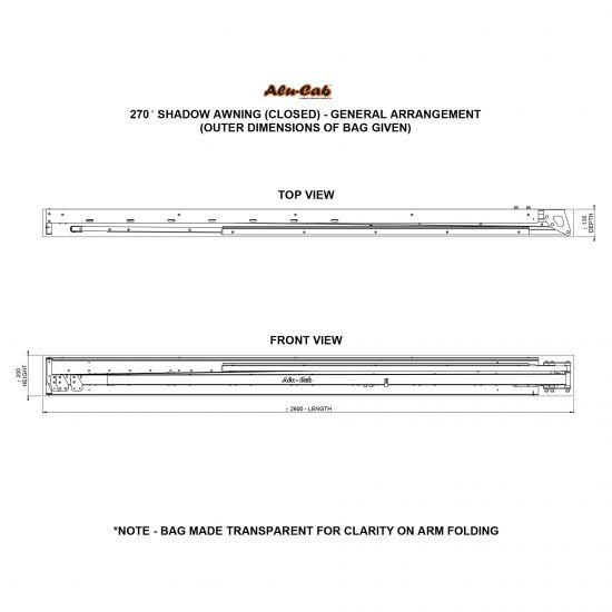 ALU-CAB 270° Markise 2,6 Meter , rechts