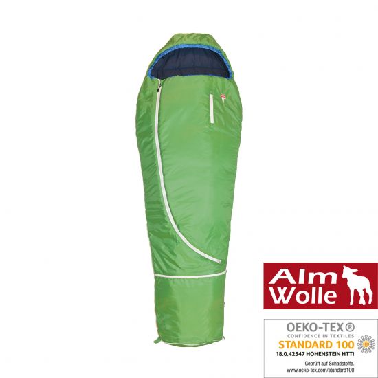 Grüezi bag Kinderschlafsack "Biopod Wolle Kids World Traveller" Holly Green