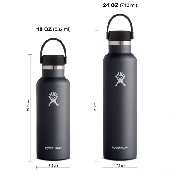 Hydro Flask Standard Mouth Isolierflasche 18 OZ (532ml) / 24 OZ (710ml) black