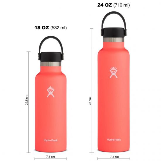 Hydro Flask Standard Mouth Isolierflasche 18 OZ (532ml) / 24 OZ (710ml) hibiscus