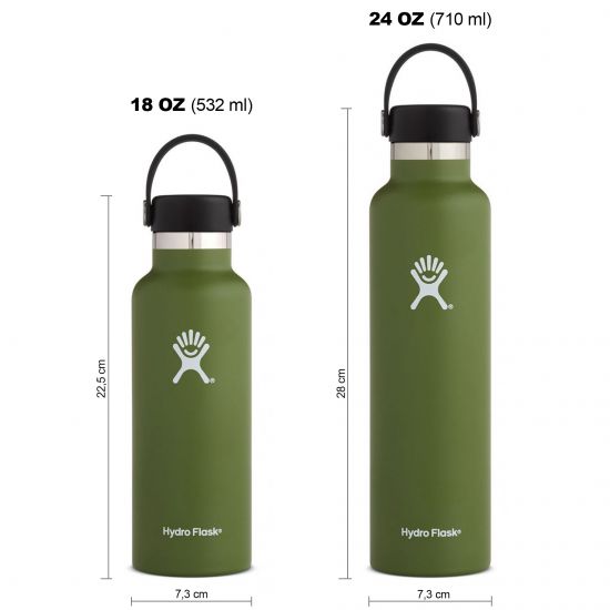 Hydro Flask Standard Mouth Isolierflasche 18 OZ (532ml) / 24 OZ (710ml) olive
