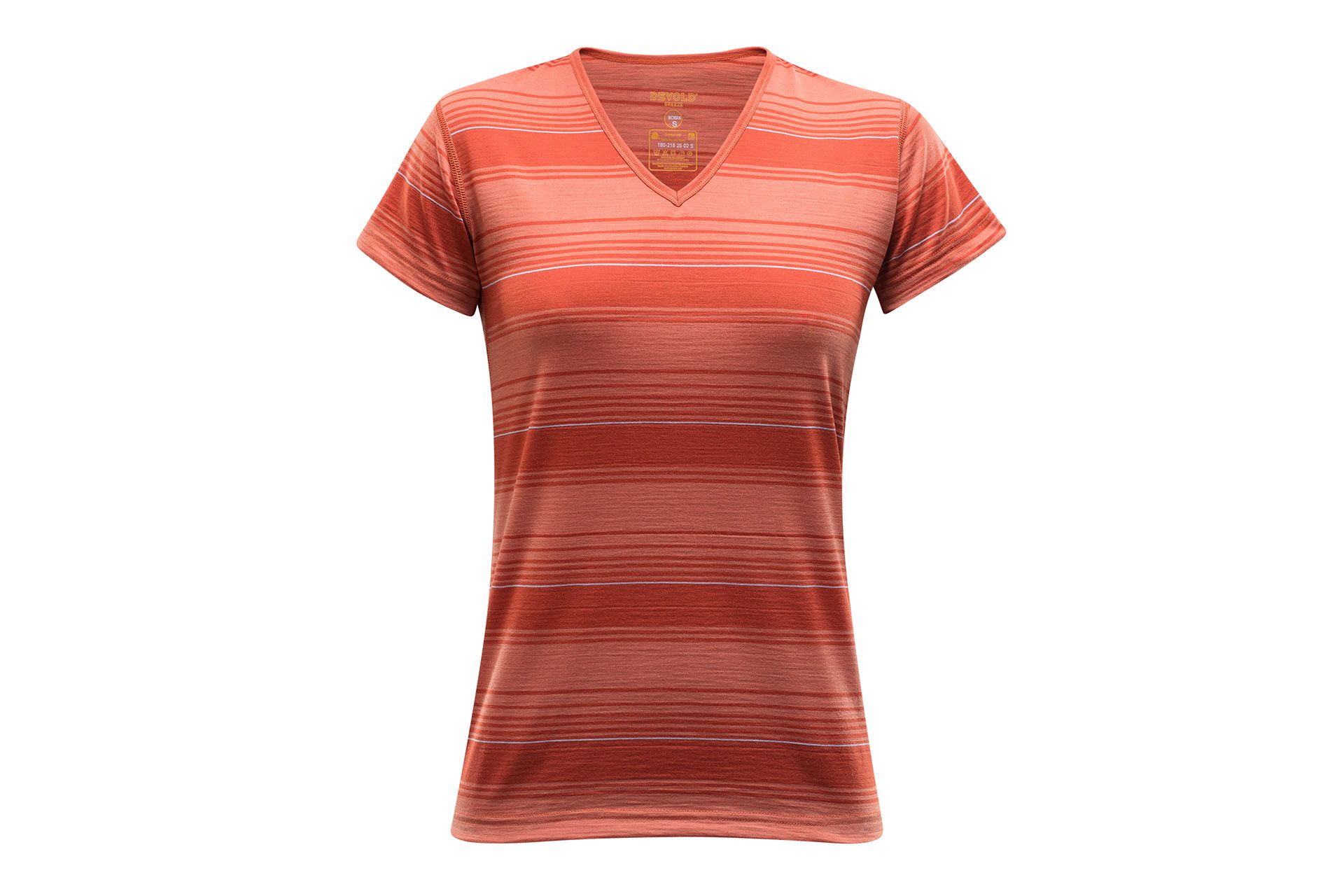DEVOLD Breeze Woman, Modell "T-Shirt V-Neck" Mecca Stripe