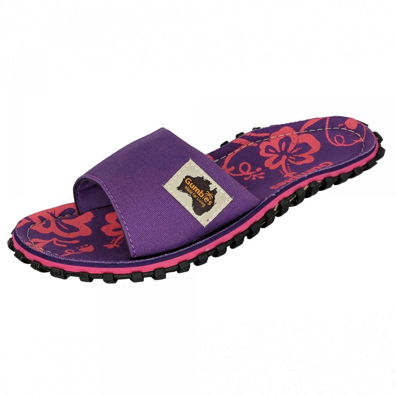 GUMBIES Pantolette "Slide" Purple Hibiscus