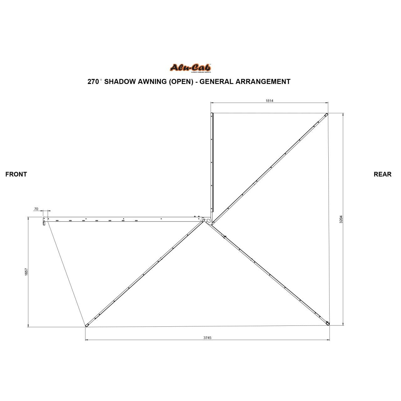 ALU-CAB 270° Markise 2,6 Meter , rechts