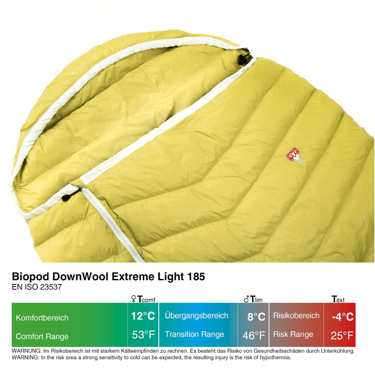 Schlafsack von Grüezi bag "Biopod DownWool Extreme Light 185" Warm Olive