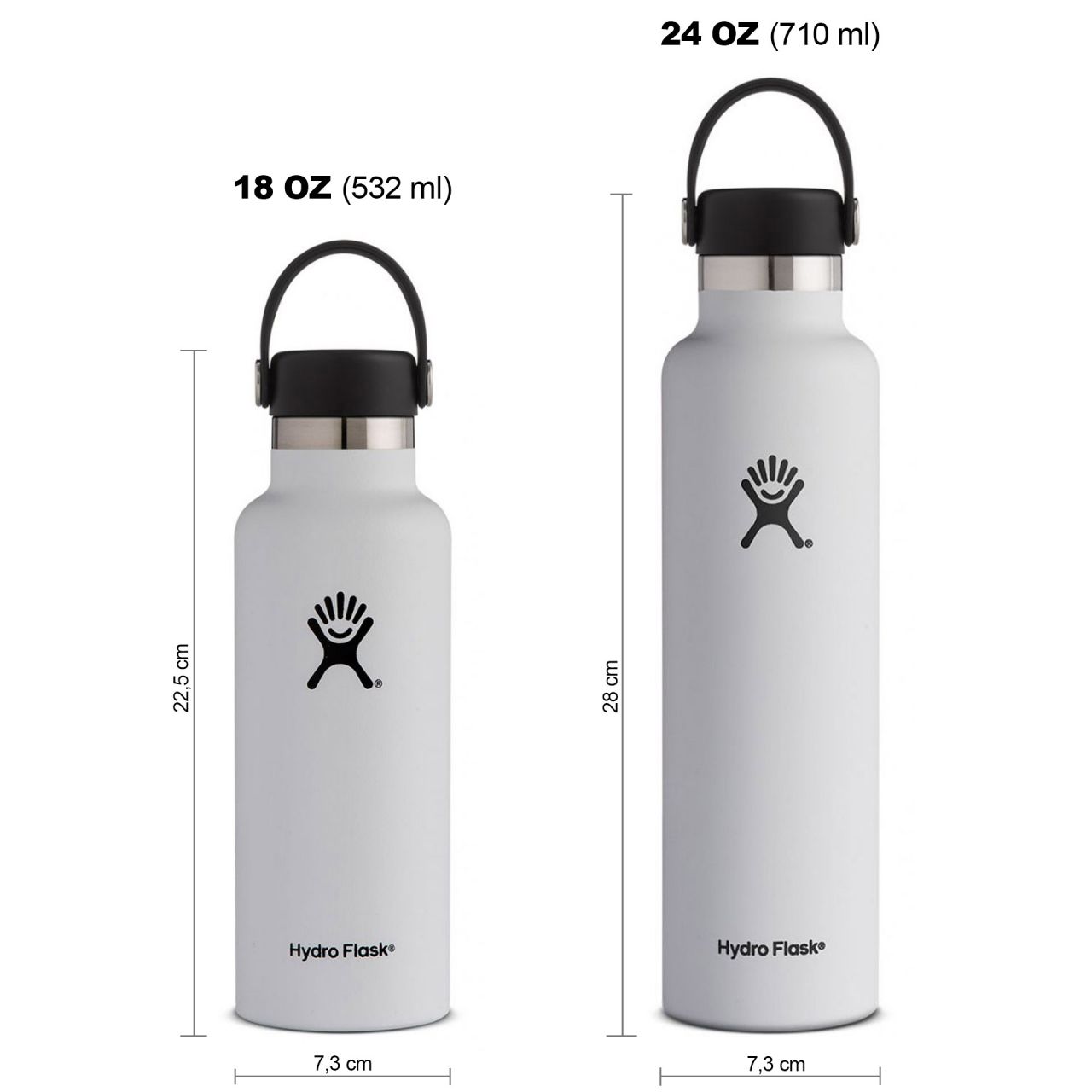 Hydro Flask Standard Mouth Isolierflasche 18 OZ (532ml) / 24 OZ (710ml) white